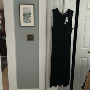 Maxi sleeveless black designer dress by Joan Vass. Never worn.